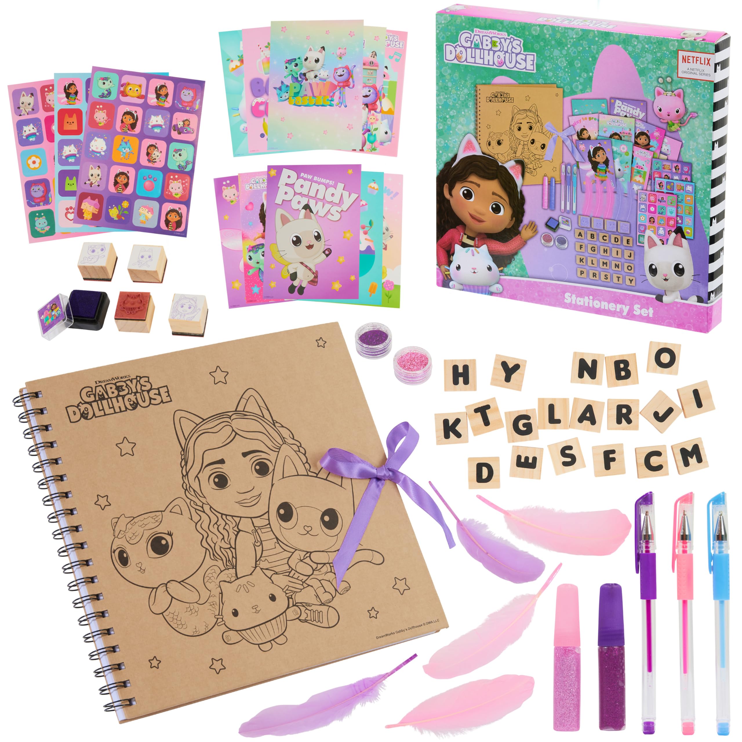 Gabby's Dollhouse scrapbook kit cover with vibrant supplies for creative play.