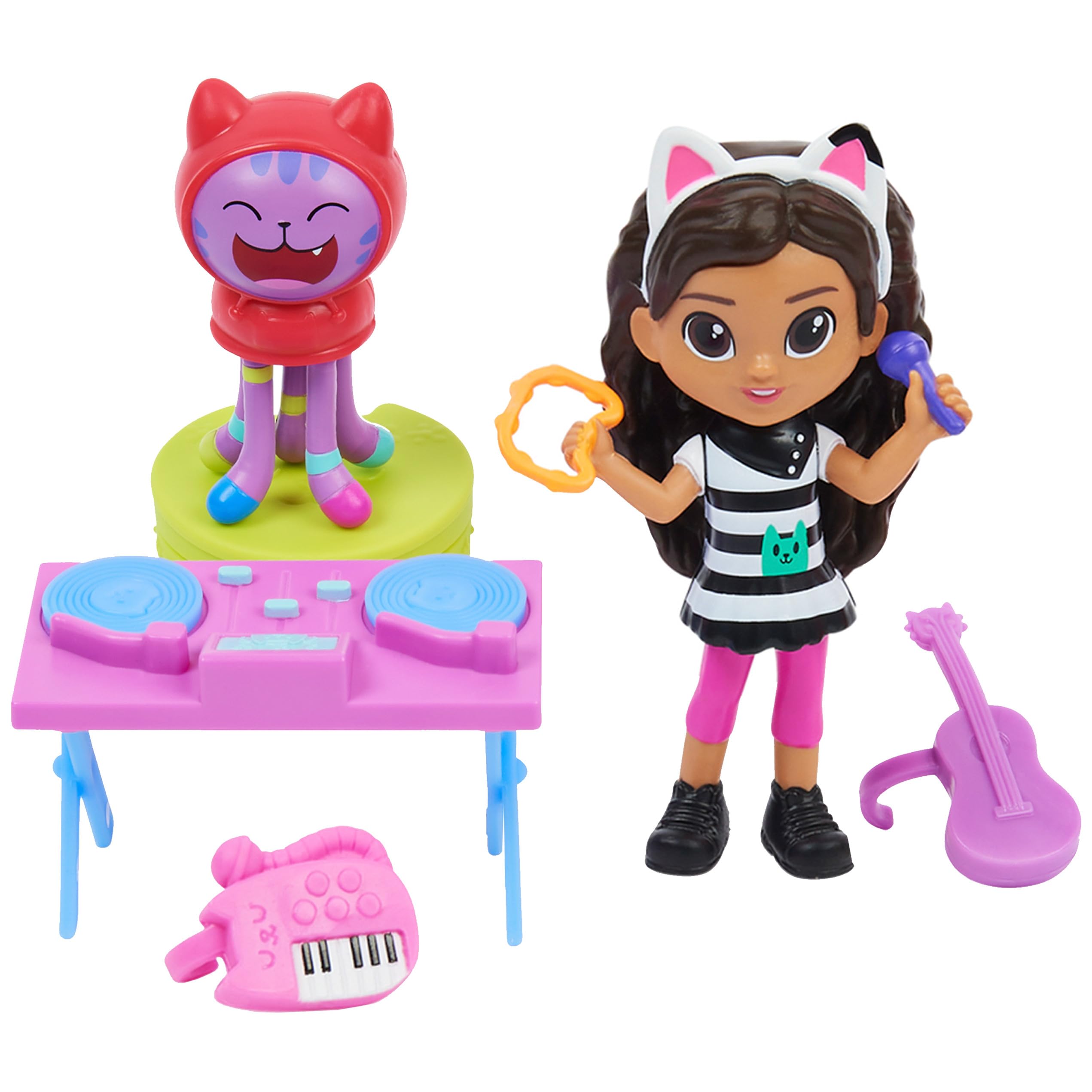 Gabby’s Dollhouse Kitty Karaoke set Gabby figure singing with tambourine for imaginative play