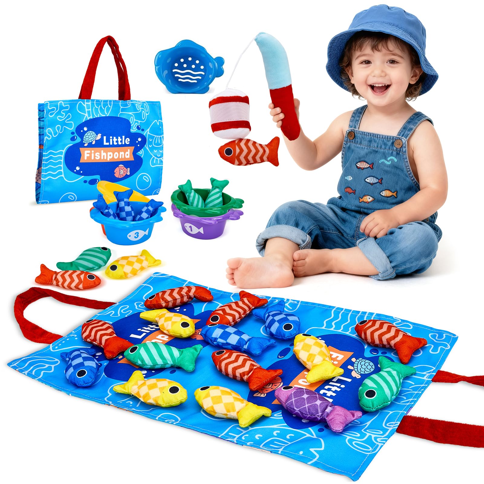 Gacoman Montessori fishing pole for toddlers supporting fine motor skills during pretend fishing