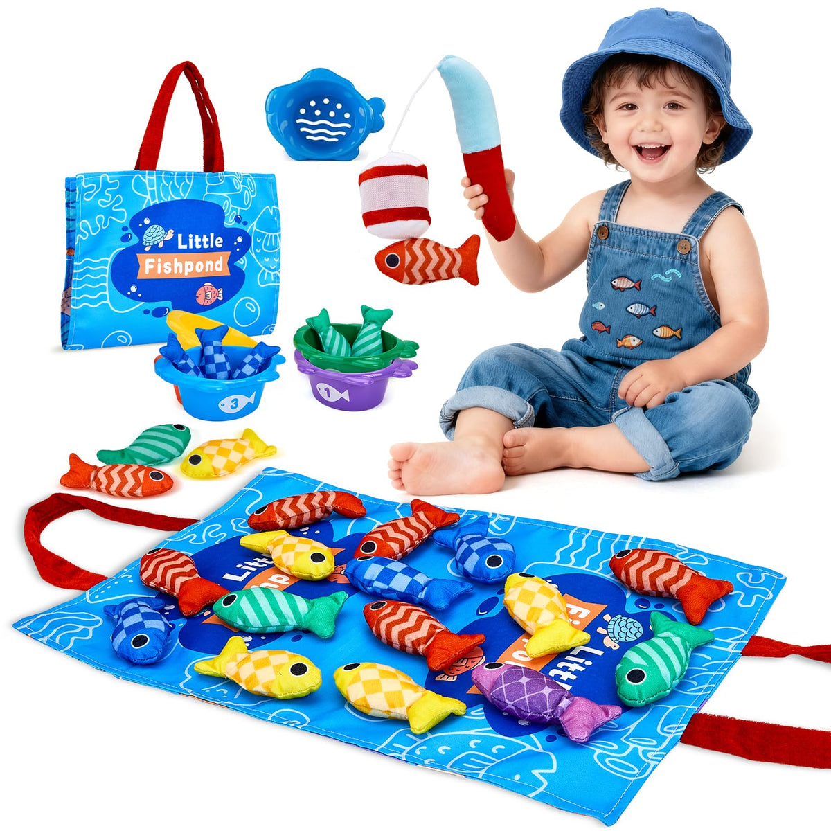 Gacoman Montessori fishing pole for toddlers supporting fine motor skills during pretend fishing