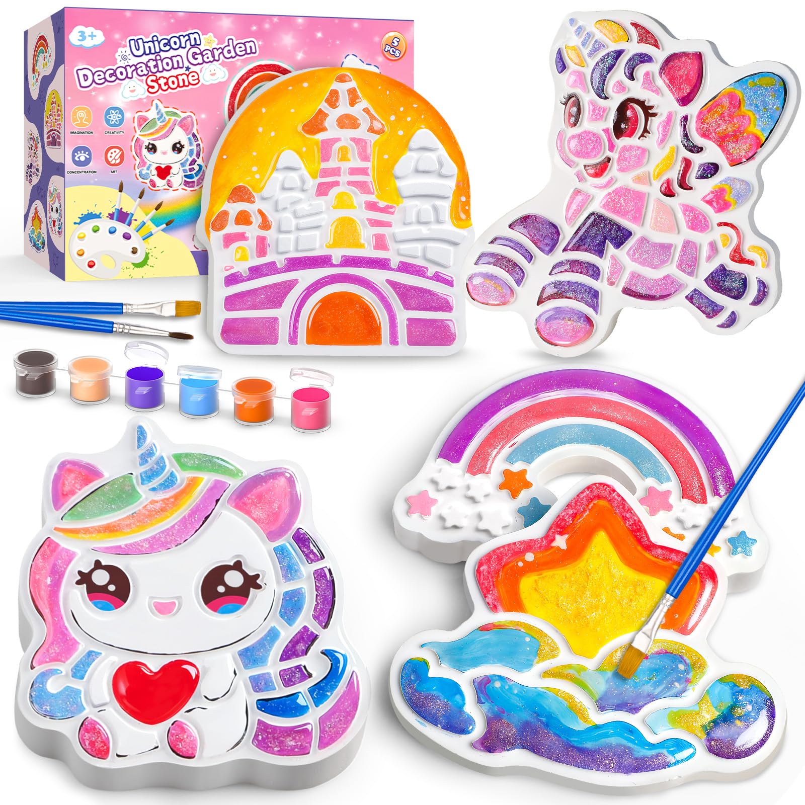 Gadetouq Unicorn Stones Kit: colorful stones for outdoor garden art and play.