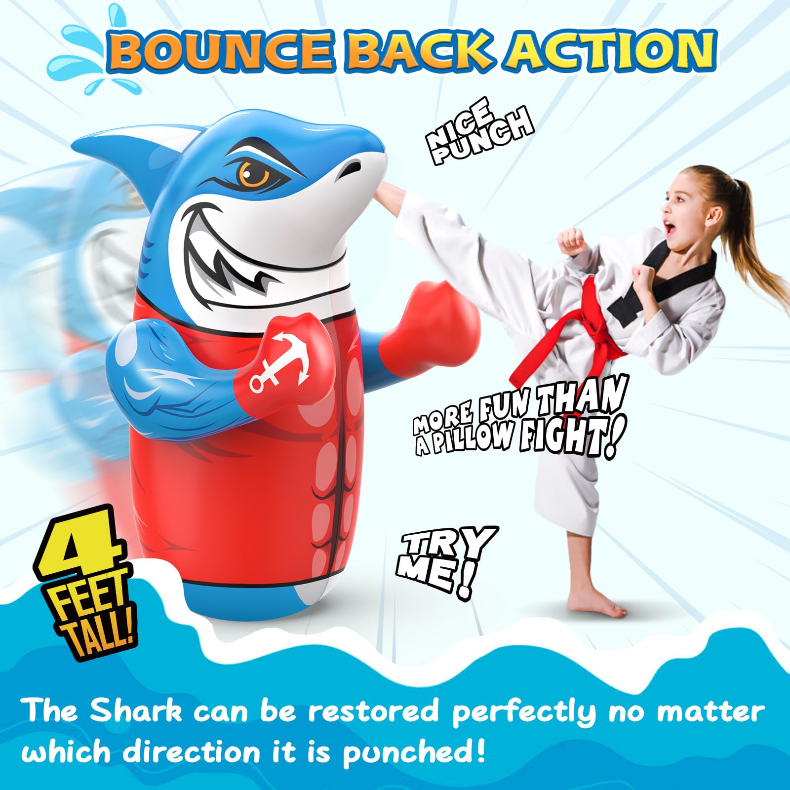 Gadetouq Water-filled bottom stabilizes the shark during energetic play.