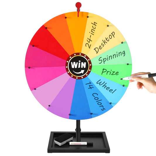 GADFISH 24-inch tabletop prize wheel on a sturdy stand for family game nights.