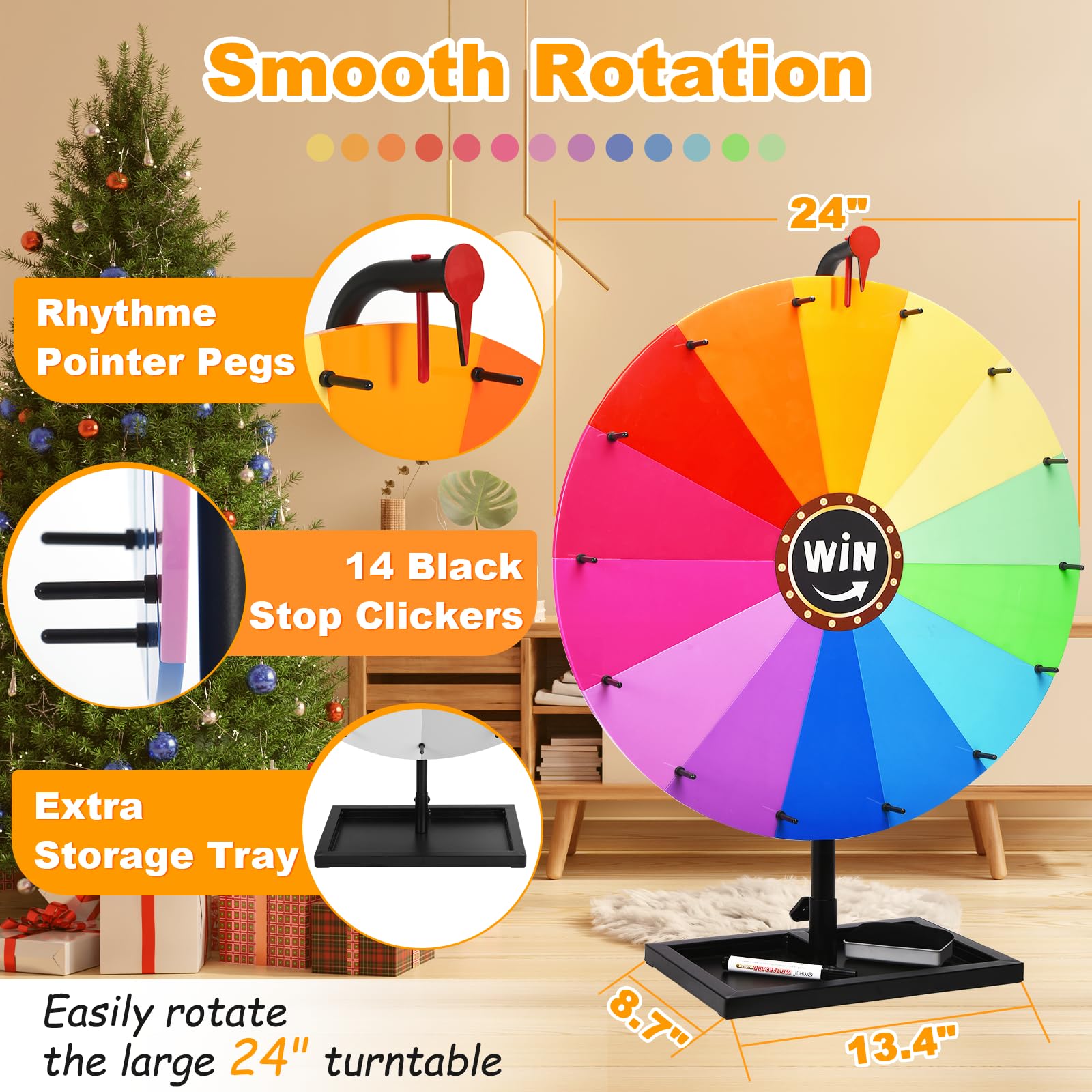 GADFISH prize wheel with stand and base provides durable support and storage.