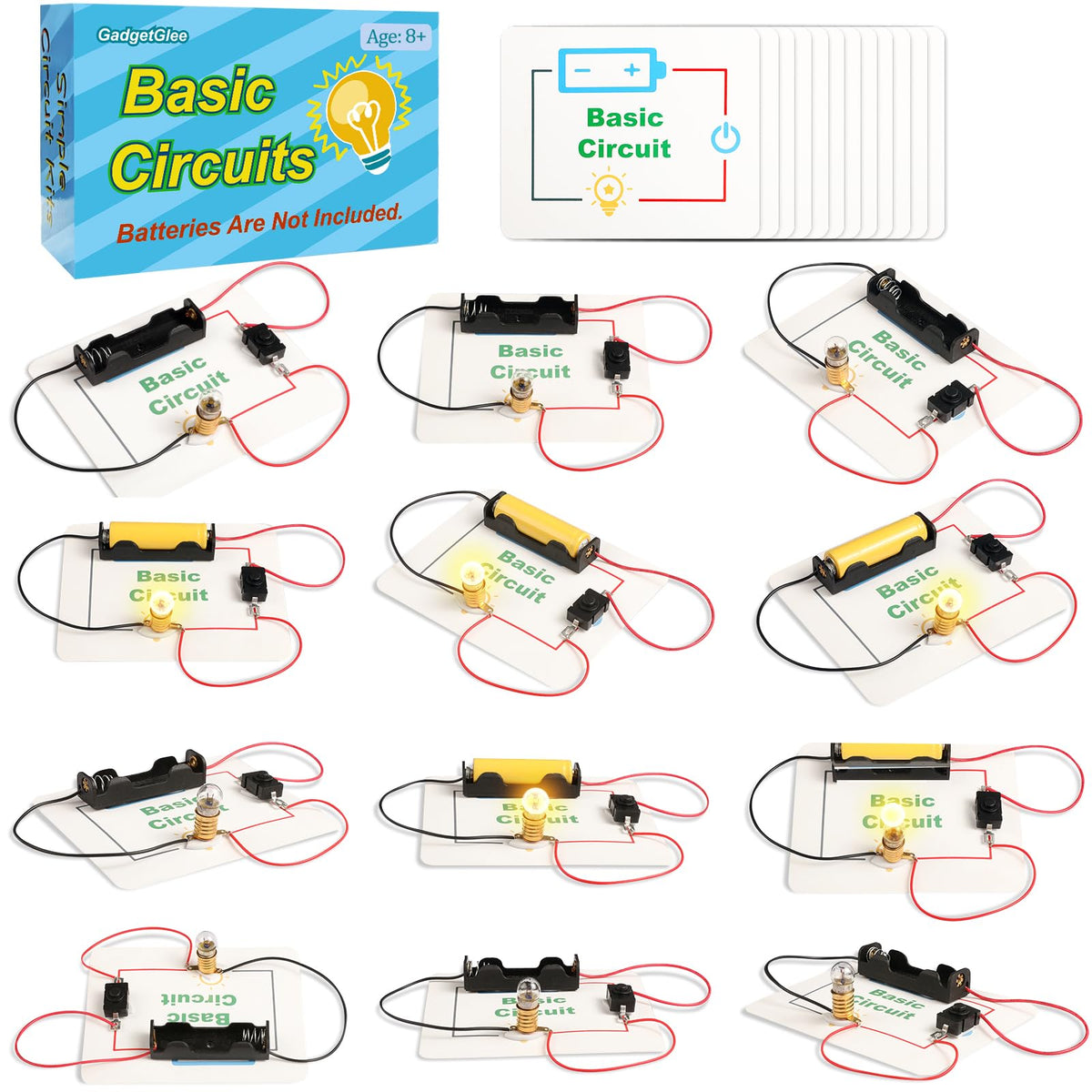 GadgetGlee 12-pack circuit kits for easy hands-on assembly and beginner-friendly exploration.