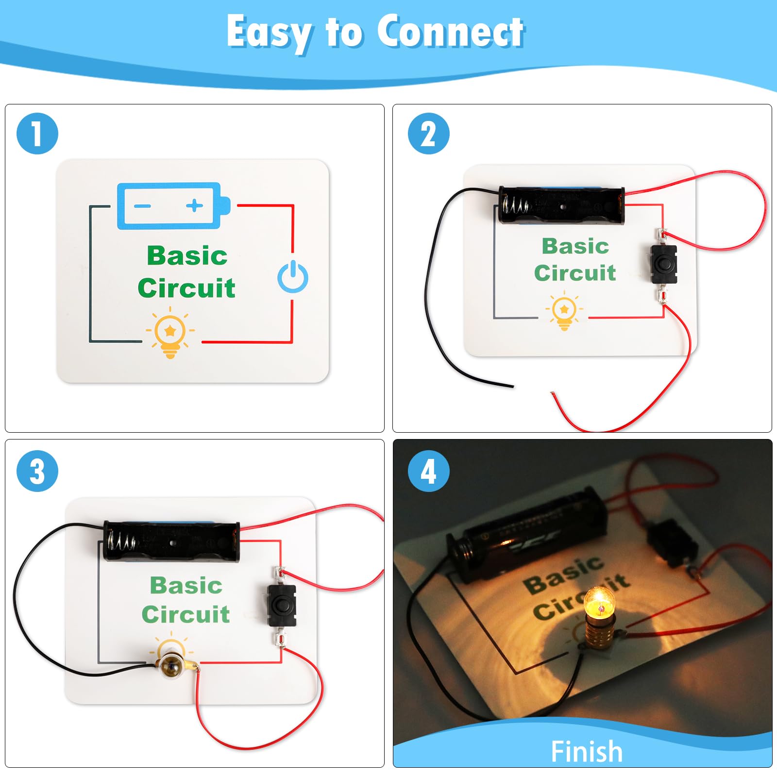 GadgetGlee battery holders for 2 AA power in simple circuit experiments.