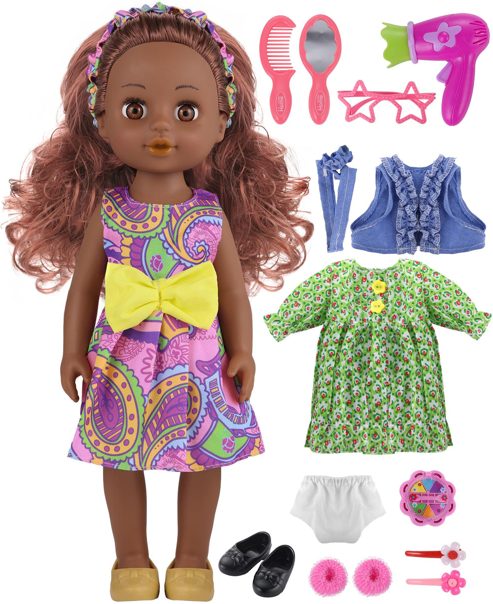 GAGAKU 14-inch black doll with hair-styling focus, ideal for gentle brushing and styling play.