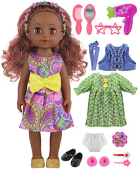 GAGAKU 14-inch black doll with hair-styling focus, ideal for gentle brushing and styling play.