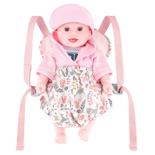 GAGAKU pink reindeer doll carrier, facing-in style for nurturing dolls.