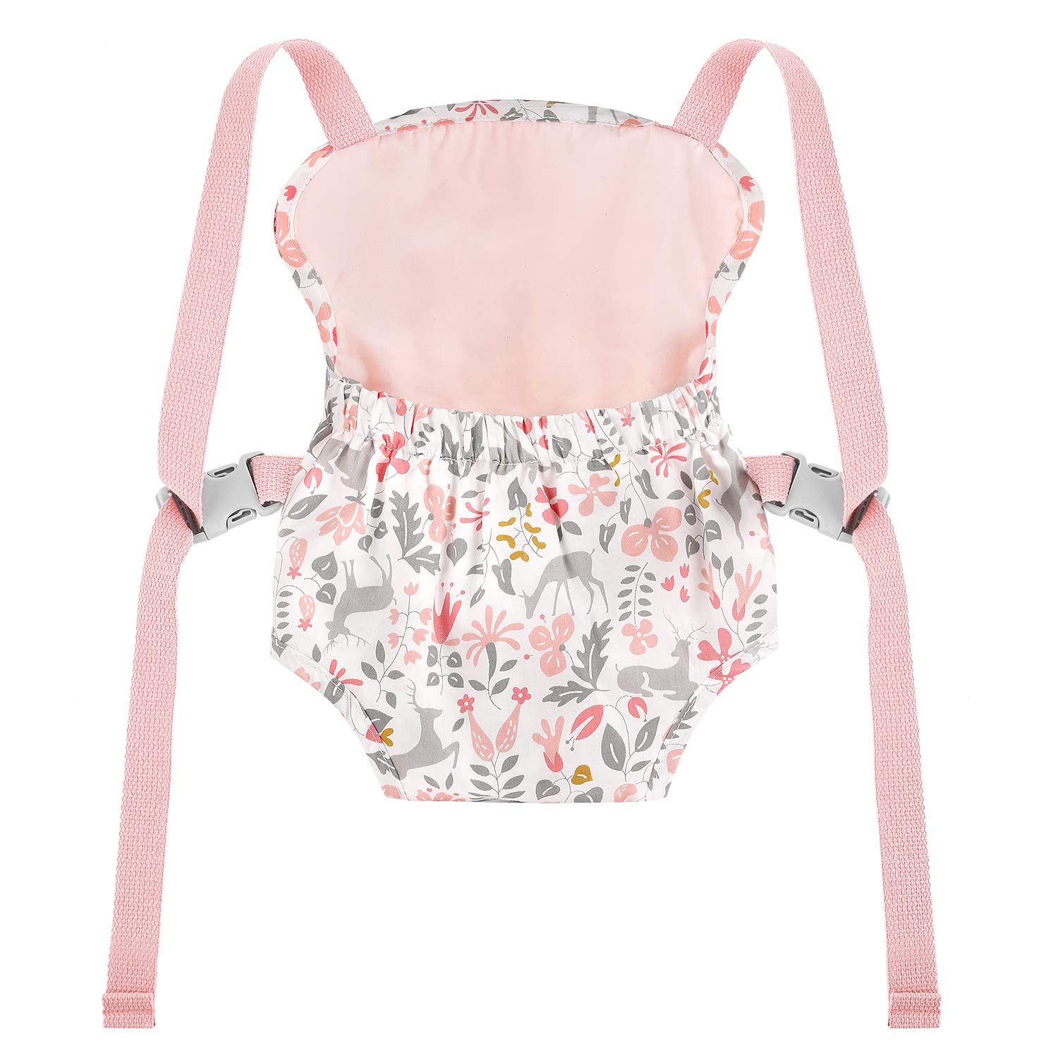 GAGAKU pink reindeer doll carrier, non-slip strap design for secure wear.