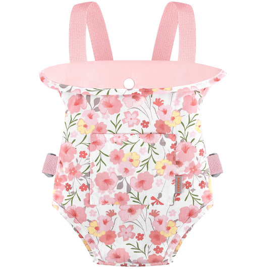 GAGAKU baby doll carrier: pink rose front view for safe, comfortable doll transport