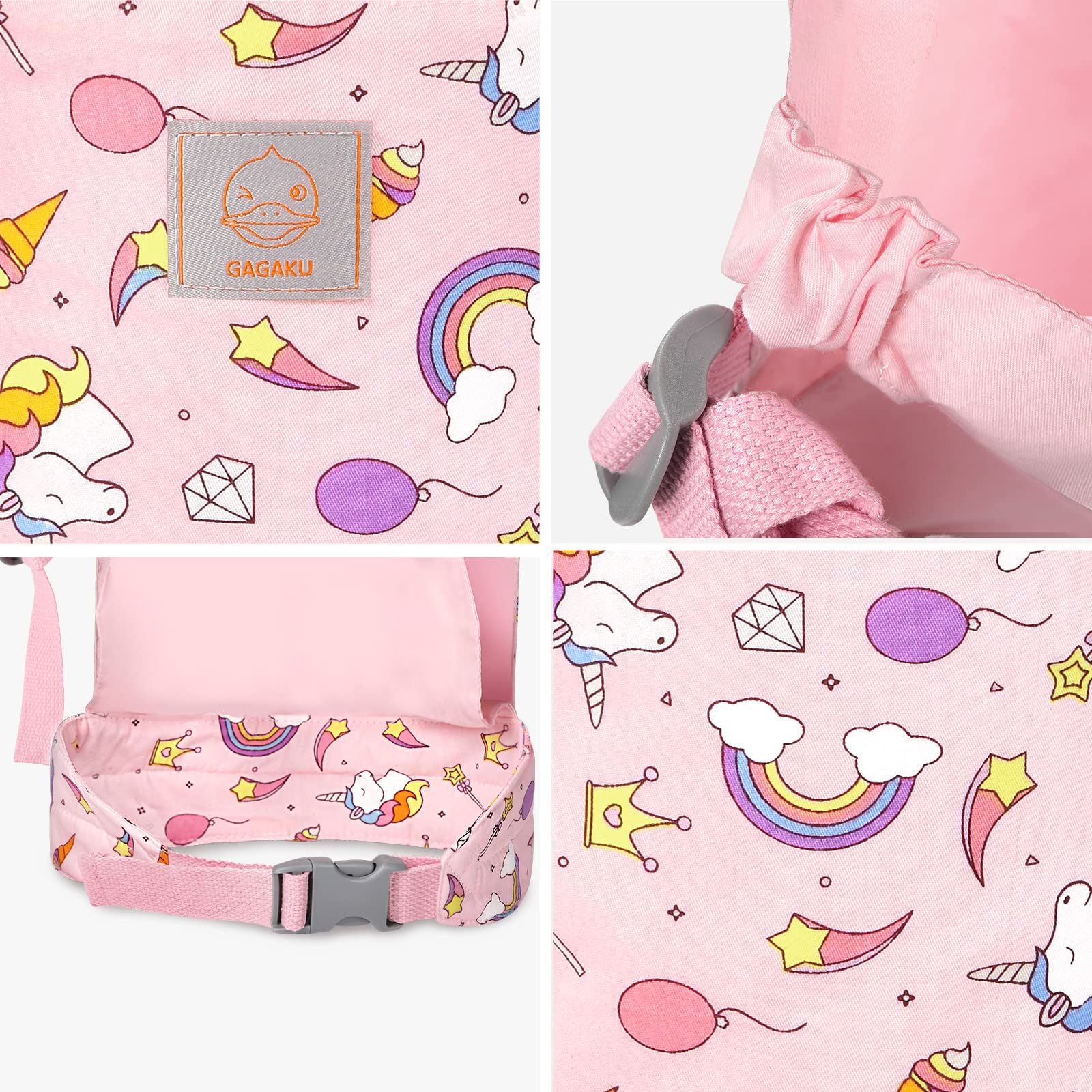 GAGAKU baby doll carrier pink stars center release buckle for easy use