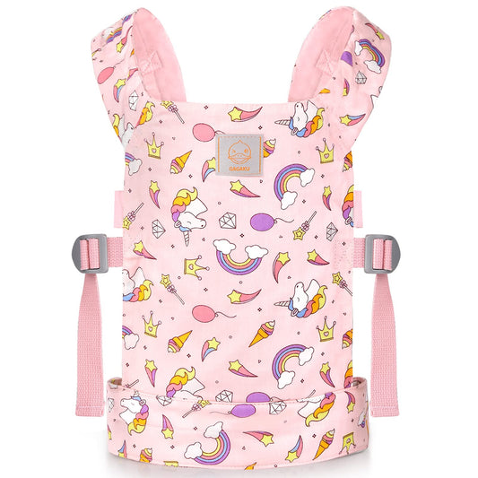 GAGAKU baby doll carrier pink stars closeup highlights soft cotton comfort for kids