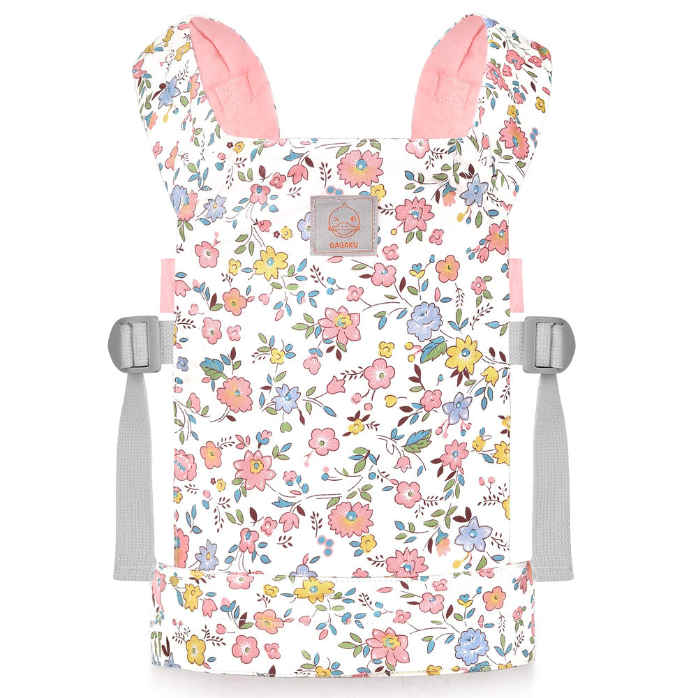 GAGAKU baby doll carrier in soft pink cotton for cozy playtime.