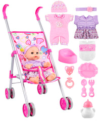 GAGAKU baby doll stroller foldable design for easy storage and transport.