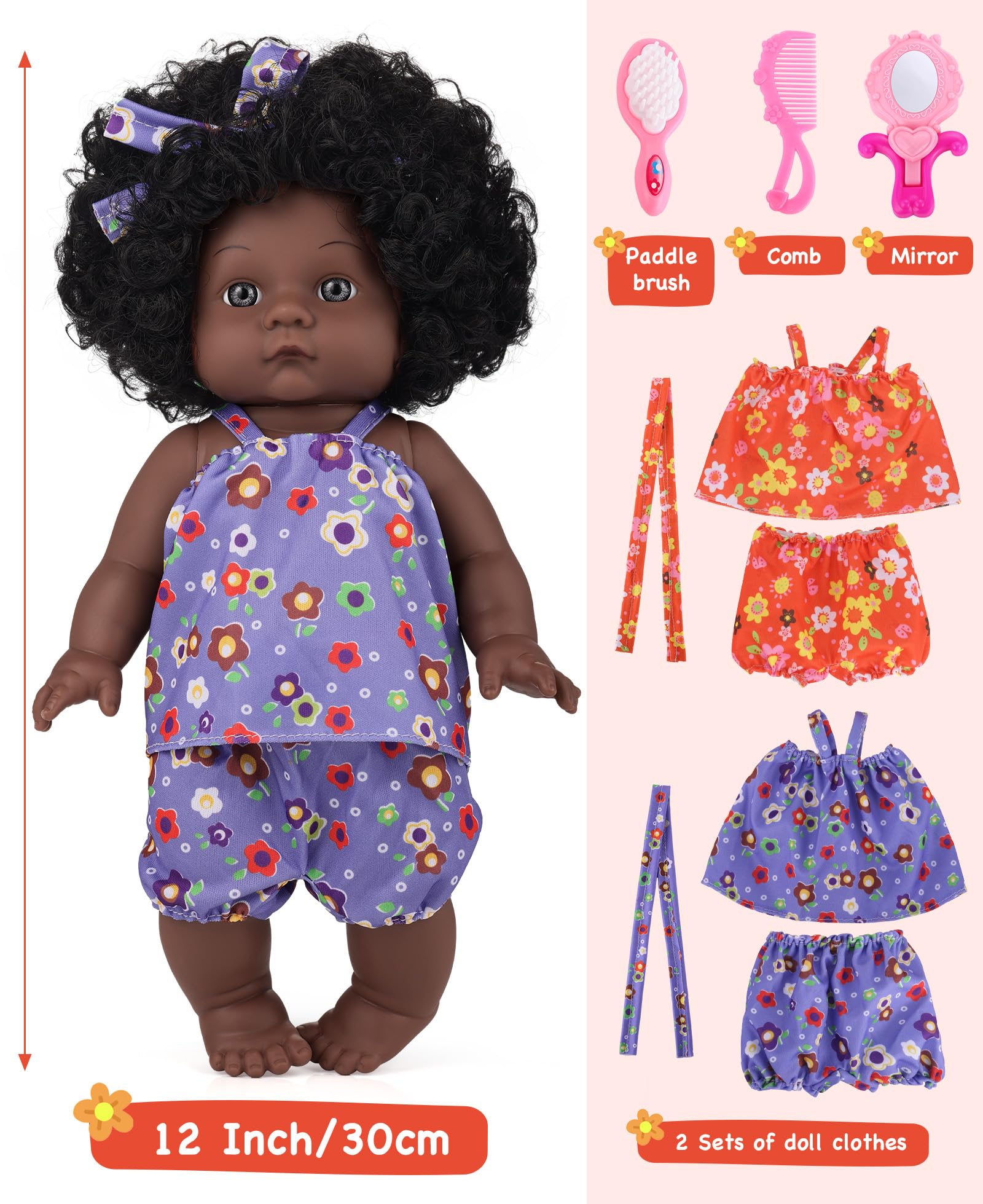GAGAKU 12-inch Black Baby Doll hair bands and accessories