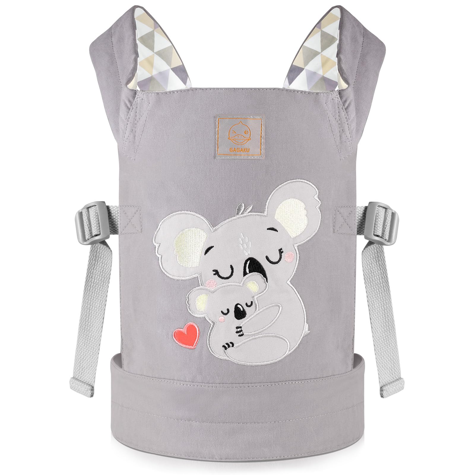 GAGAKU doll carrier with embroidered koala pattern promotes imaginative play.