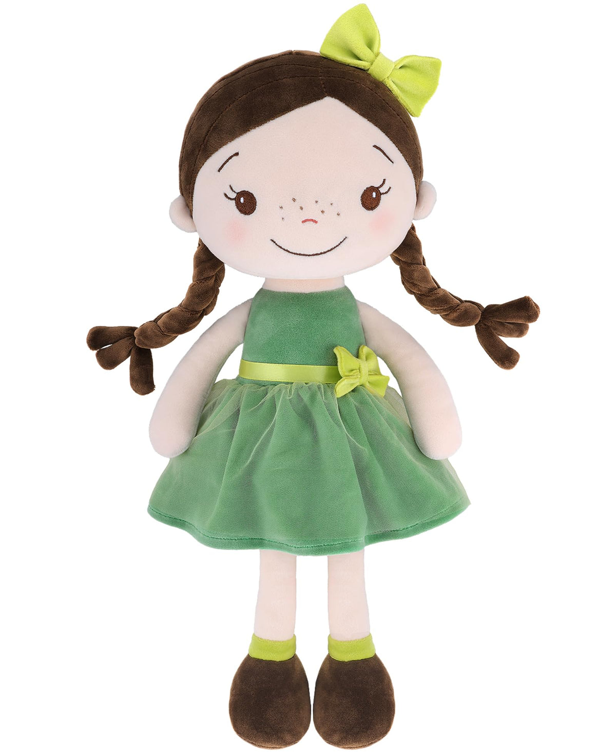 GAGAKU Forest Girl dress close-up showing ultra-soft fabric for gentle play.