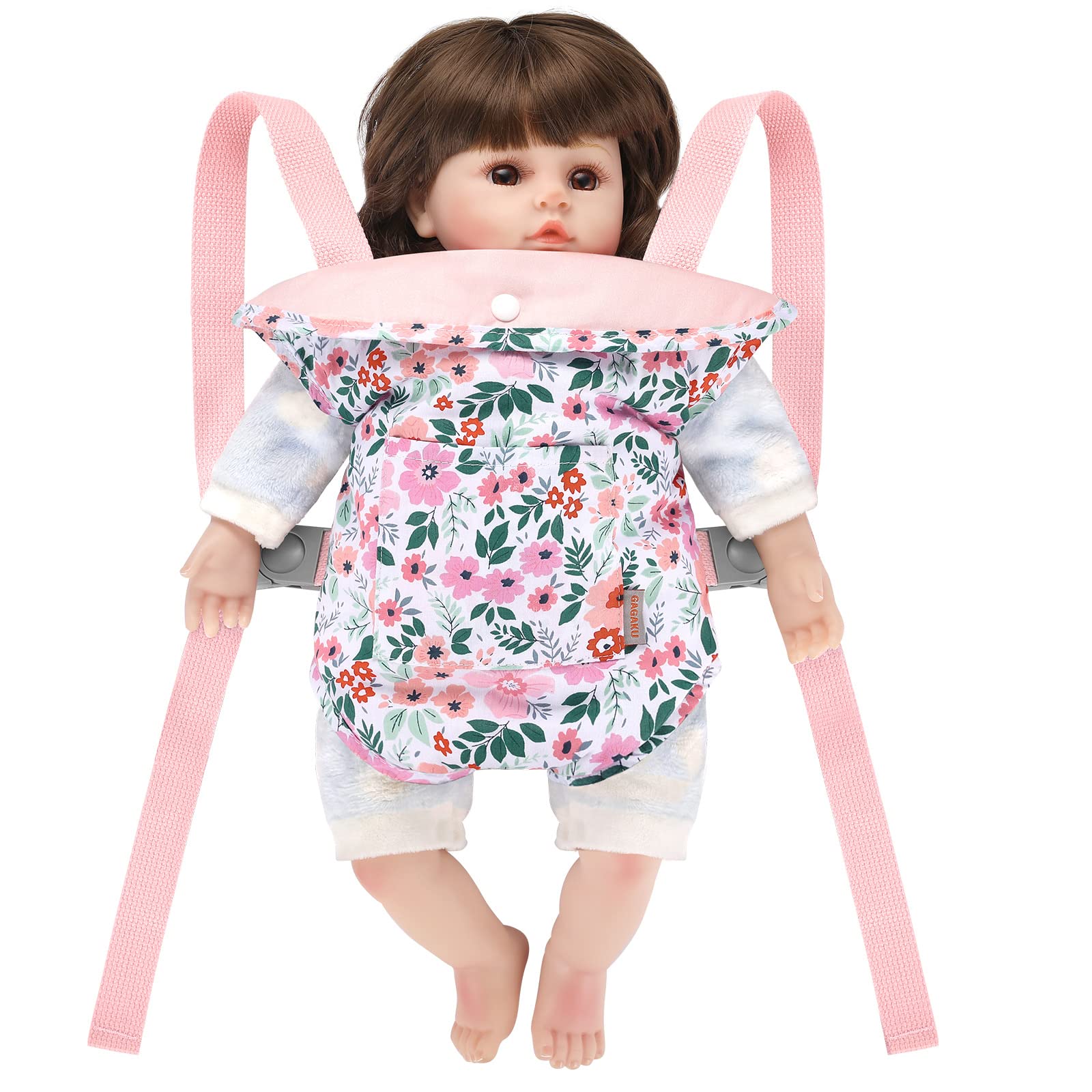 GAGAKU Leaf doll carrier doll-fit close-up illustrates proper 14'' doll accommodation.
