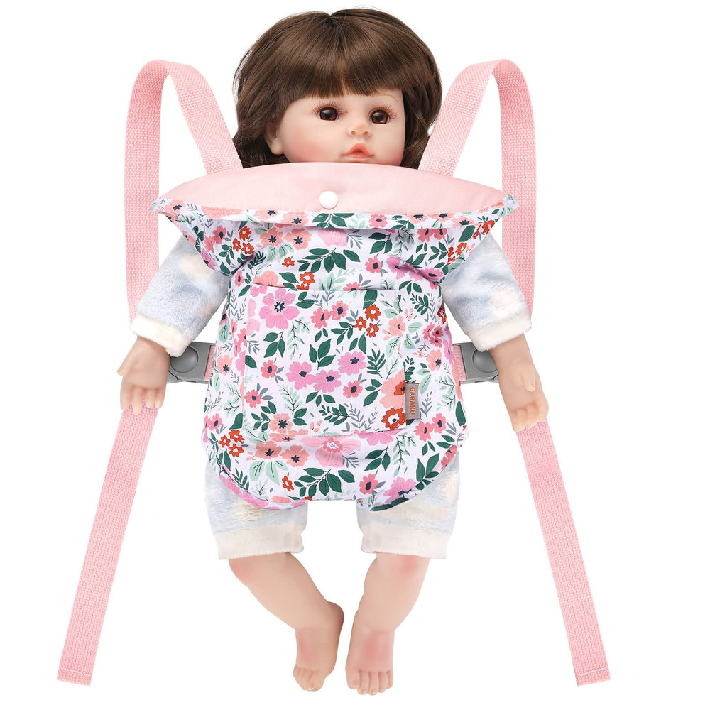 GAGAKU Leaf doll carrier doll-fit close-up illustrates proper 14'' doll accommodation.