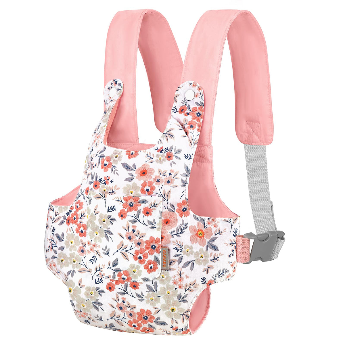 GAGAKU doll carrier showing front view with pink wax flowers for on-the-go play