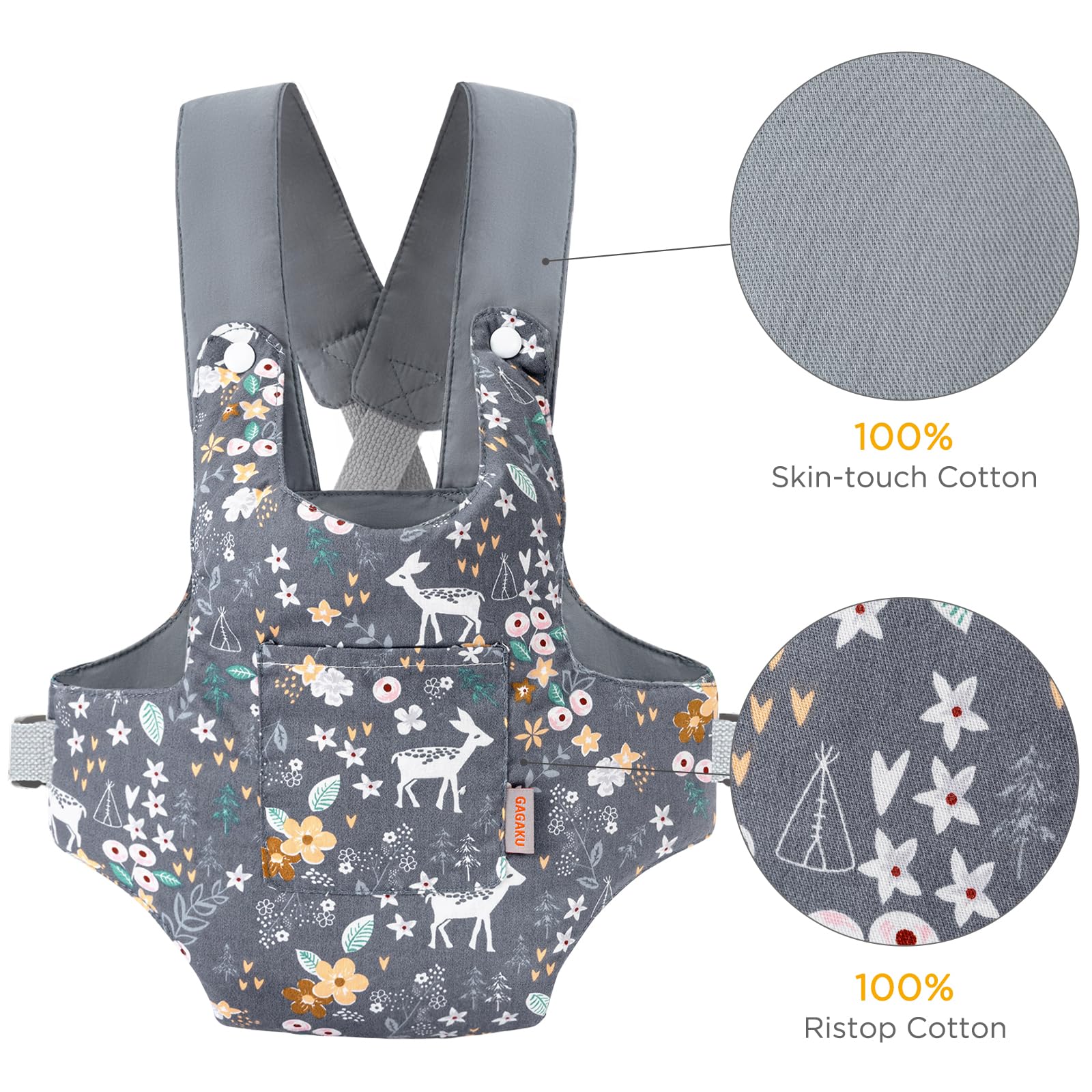 GAGAKU carrier in action with a plush companion, encouraging imaginative nurturing play.