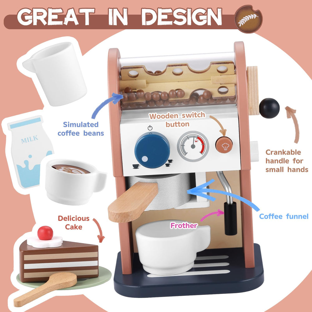 GAGAKU wooden coffee maker toy - barista-role-play scene supports cooperative play