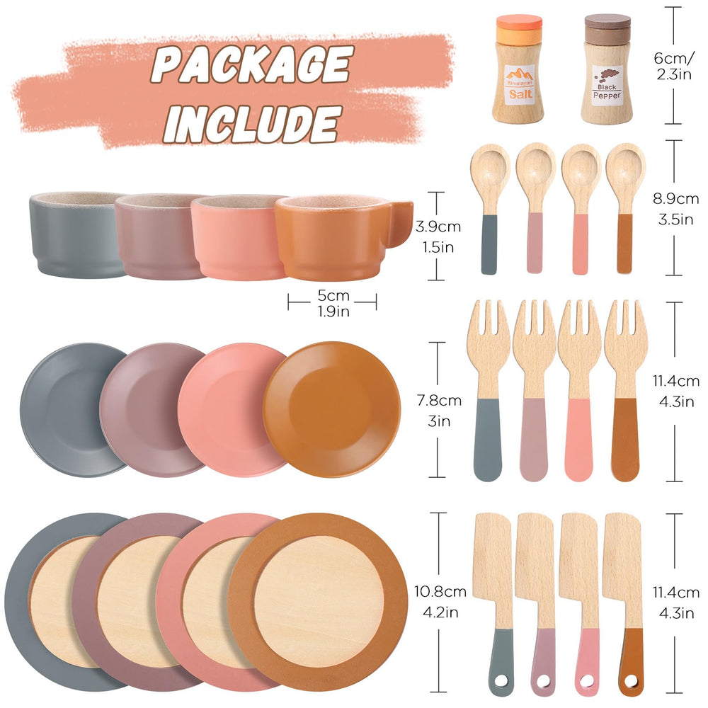 GAGAKU wooden knives and forks, rounded edges for safe play.