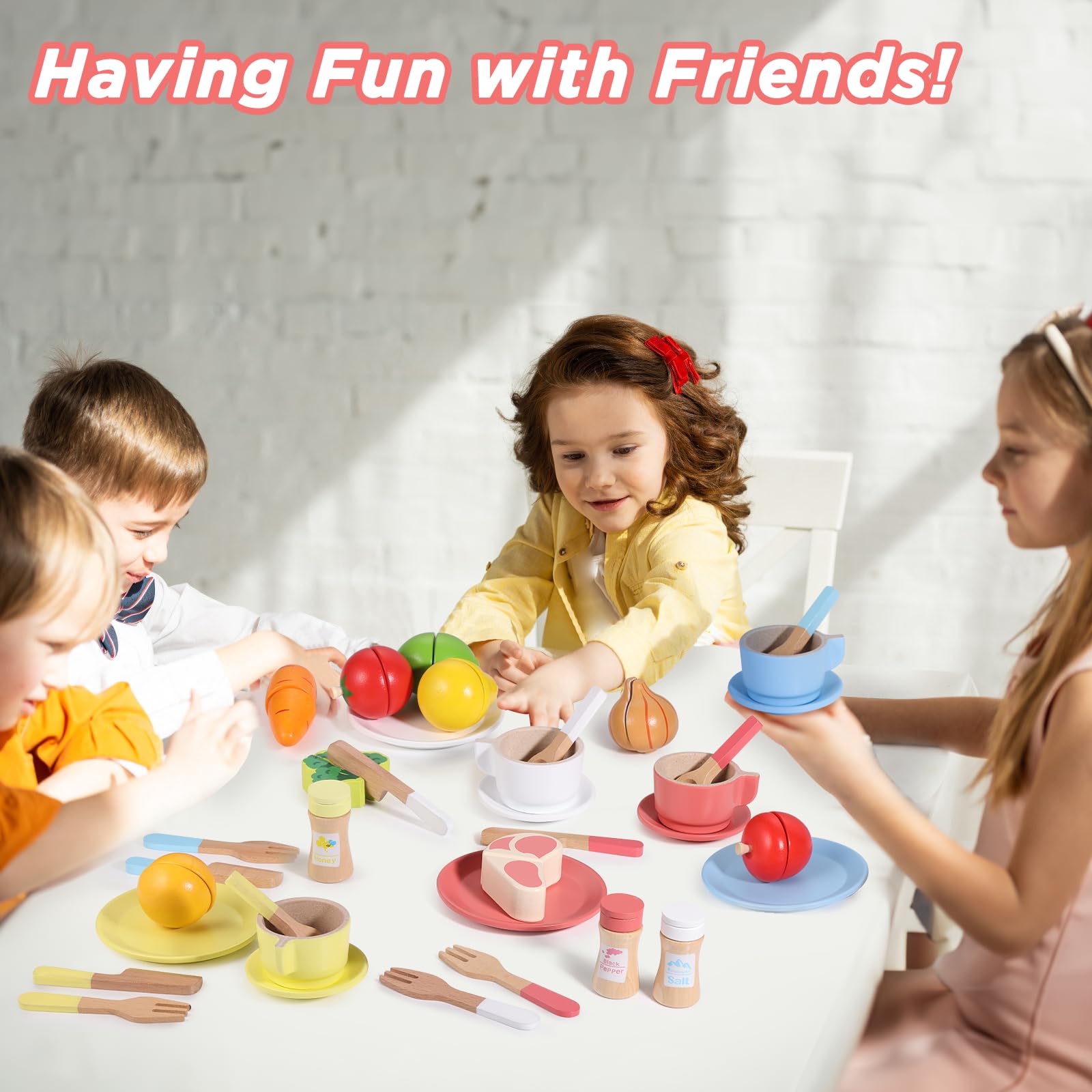 GAGAKU wooden play dishes condiment bottles add flavor to pretend kitchens