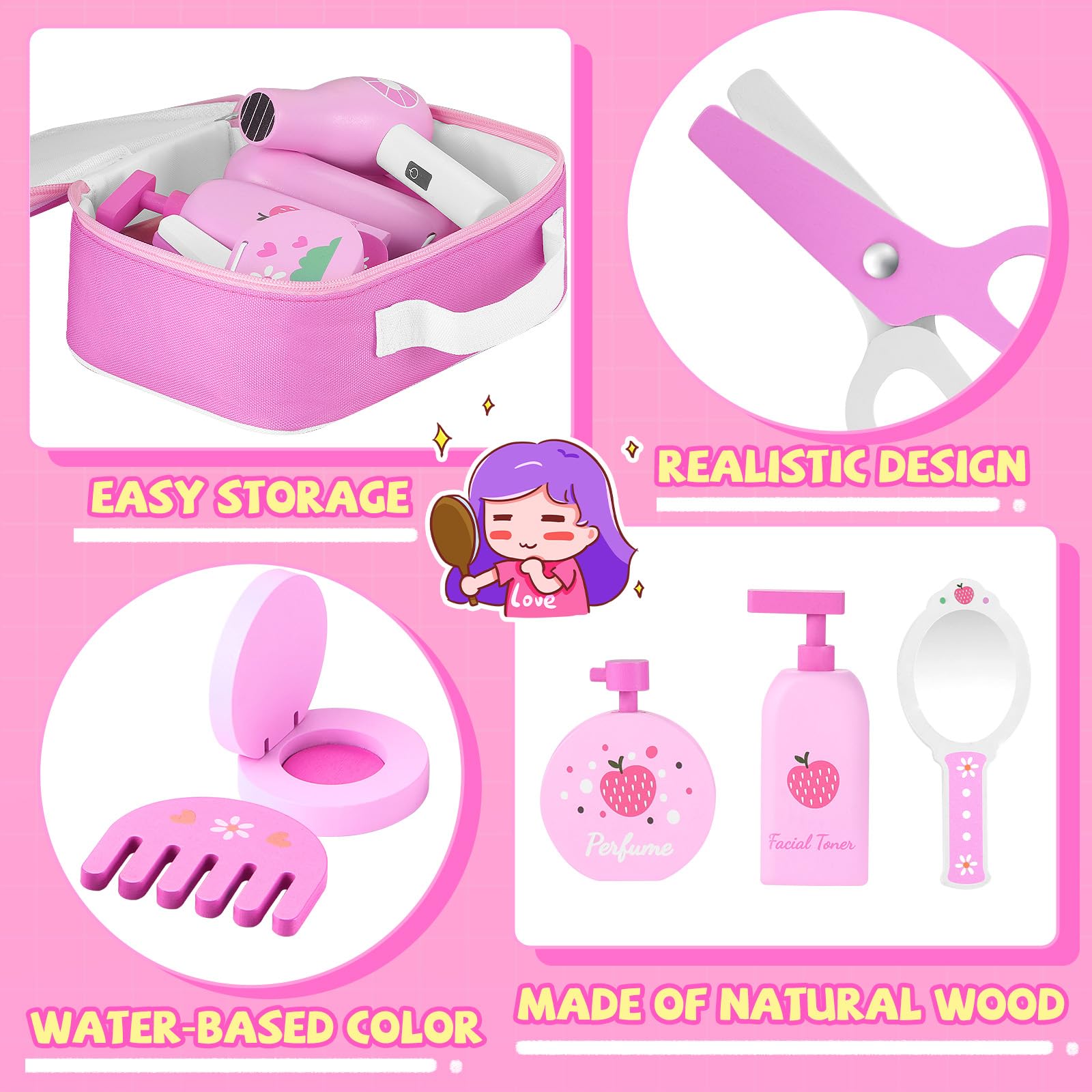 GAGAKU wooden toner bottle for imaginative beauty role-play and storytelling.