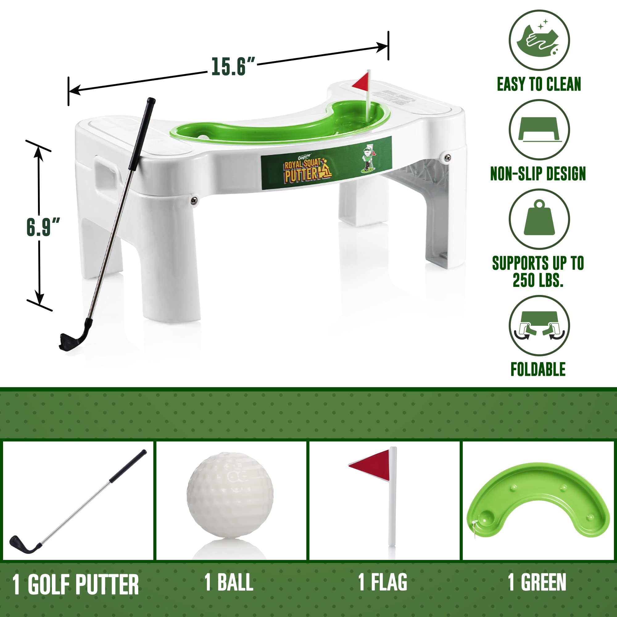 Gagster Royal Squat Putter bathroom game makes white elephant gifting entertaining.