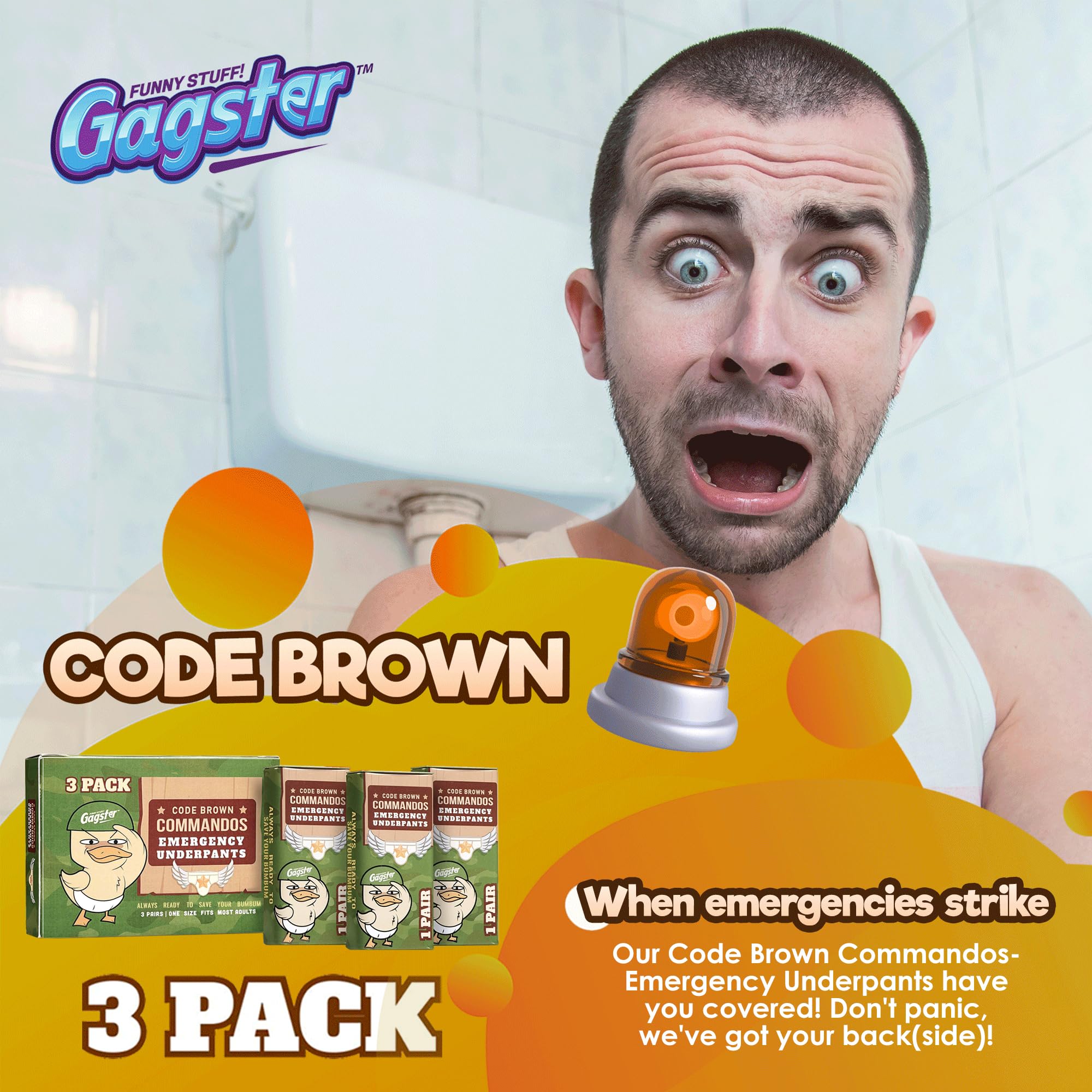 Gagster three-pair pack in a tin, convenient travel humor for birthdays and parties.