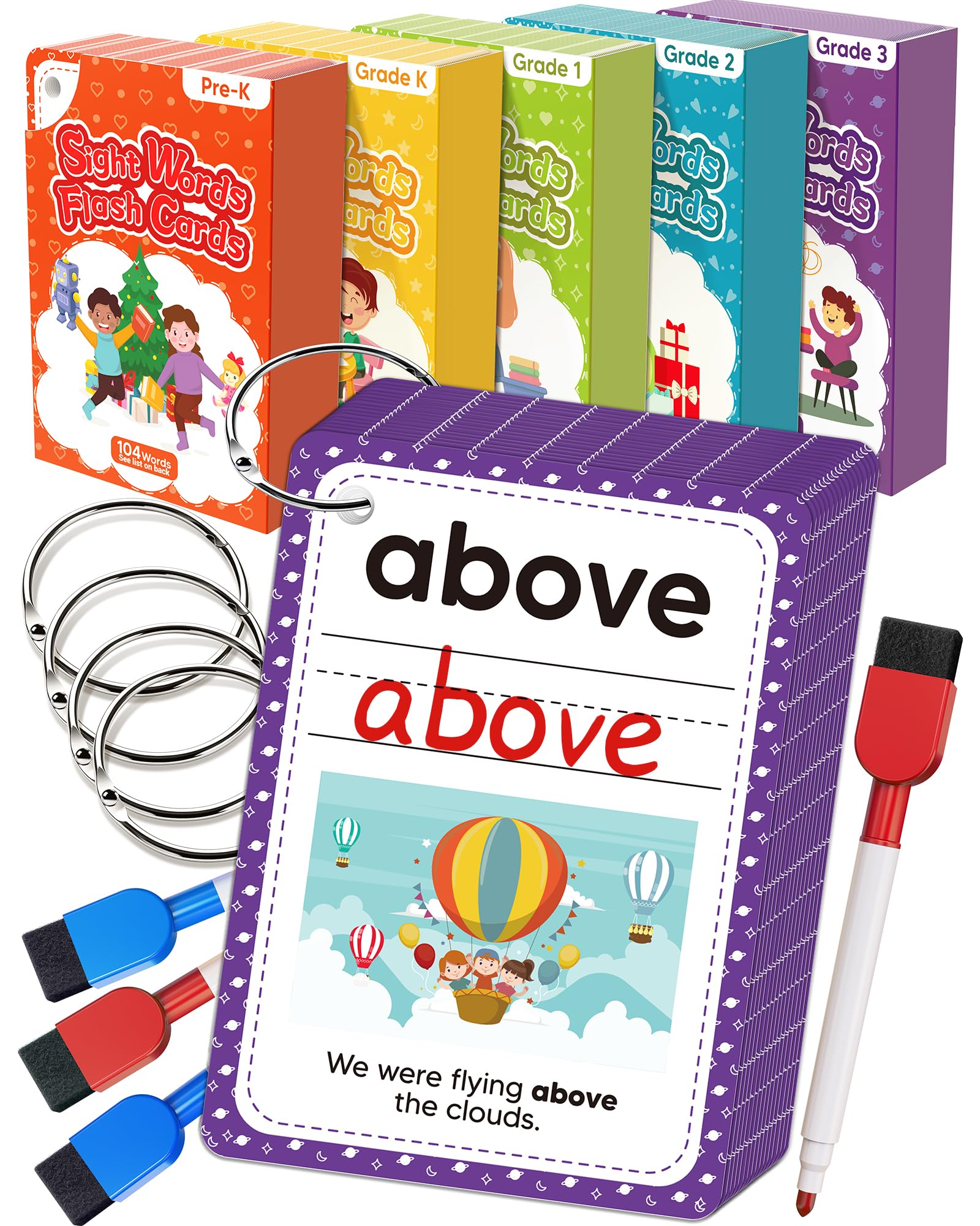 Gagule 520 sight words flashcards front cover with colorful illustrations.