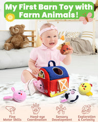 Gagule barn toy sheep with textured fabric for safe grasping and motor play