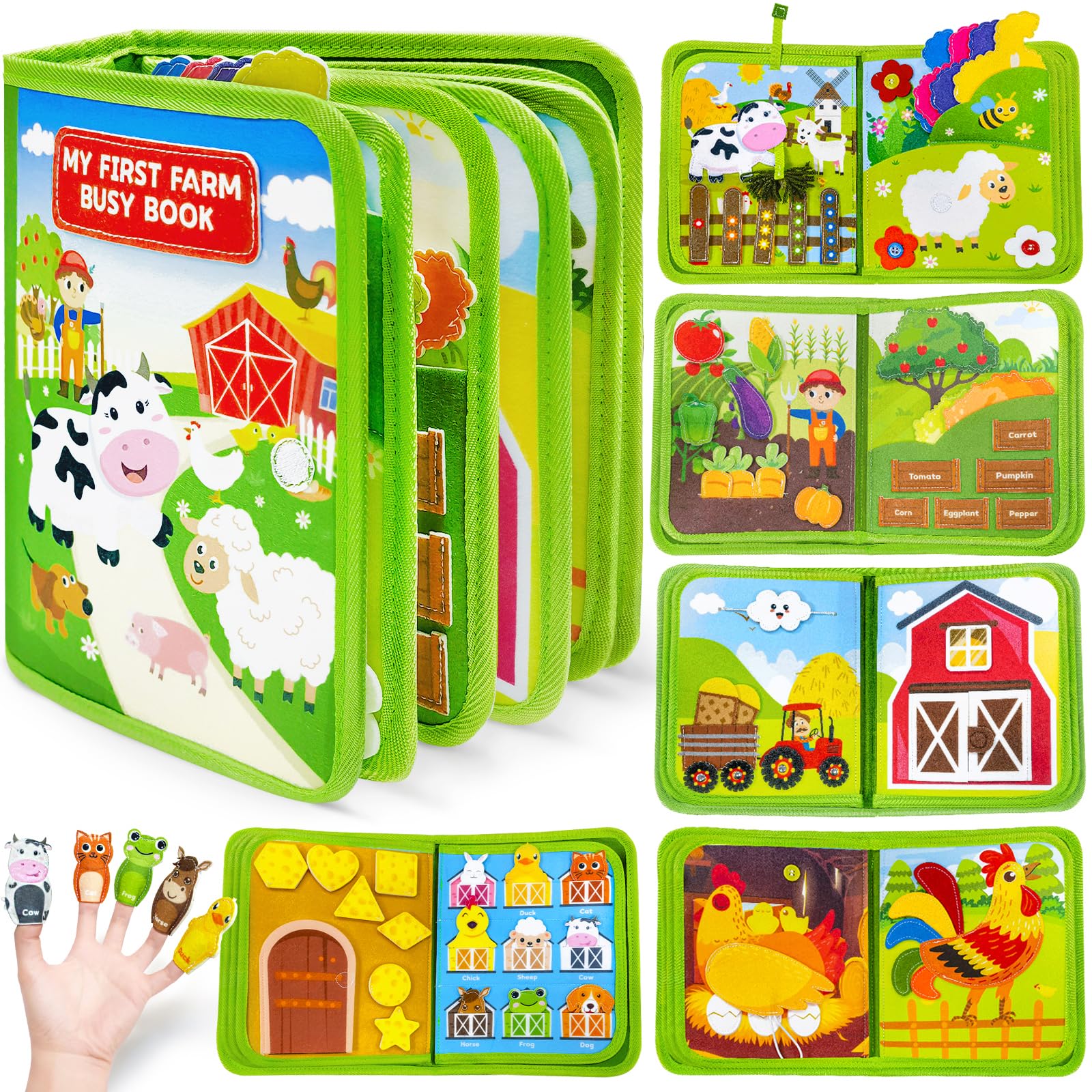Gagule Busy Book Farm cover image with colorful felt pages for toddlers.