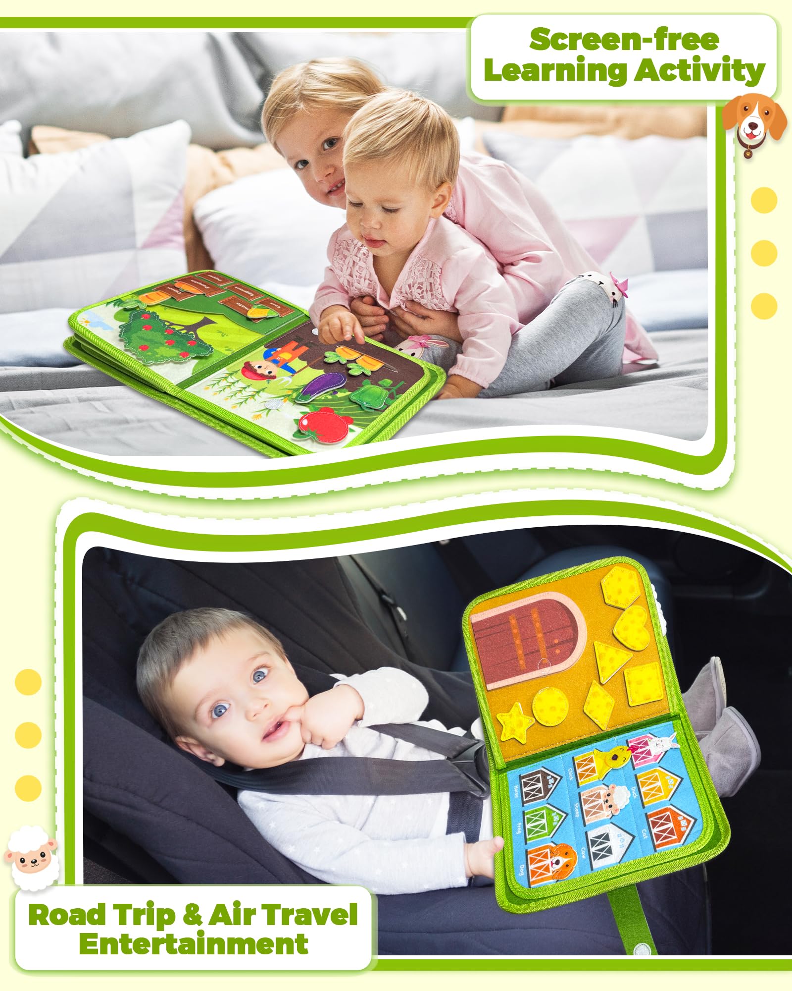Gagule Busy Book Farm dressing sheep—Velcro dressing supports practical play for toddlers.