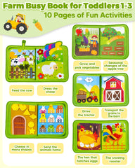 Gagule Busy Book Farm feeding cow—engages fine motor play during feeding tasks.