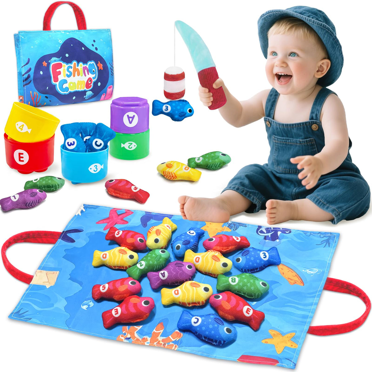 Gagule Montessori fishing rod aids toddler hand-eye coordination during playful fishing sessions.