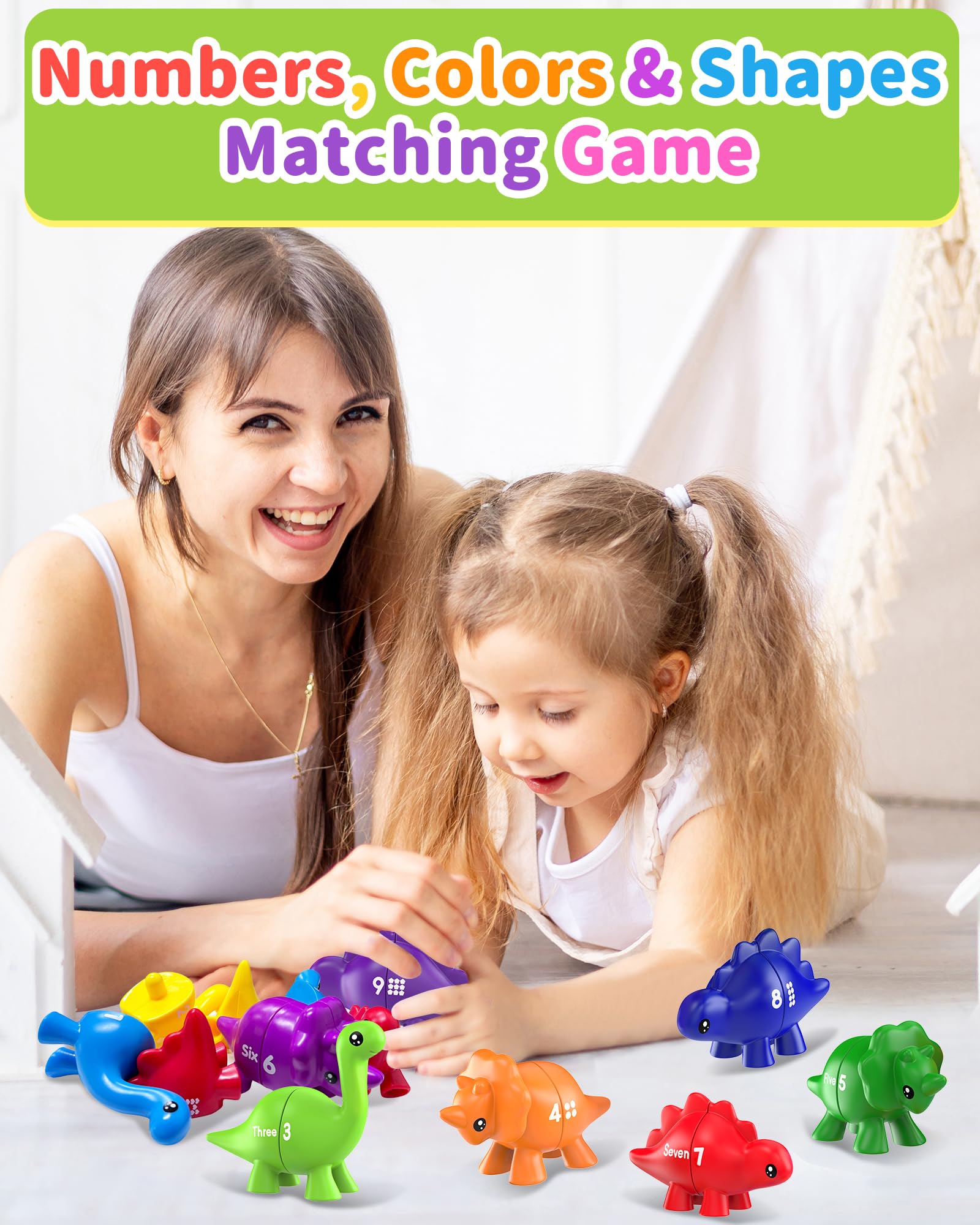 Gagule Montessori number dinosaurs in bright colors support early counting.