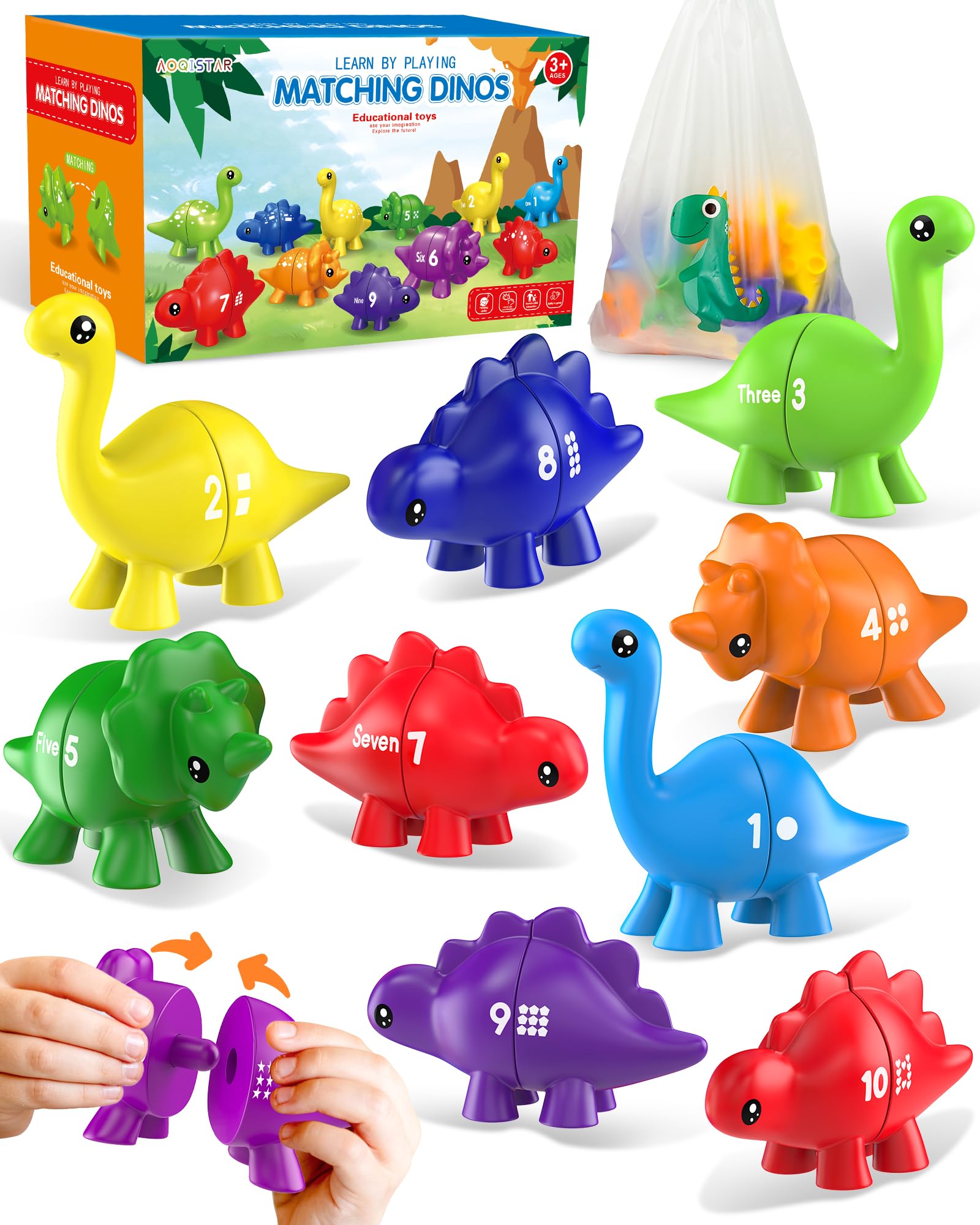 Gagule Number Dinosaurs set with drawstring bag for organized play and learning.