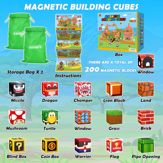 GaHoo 3D magnetic tiles-building displays versatile STEM play and creative construction.