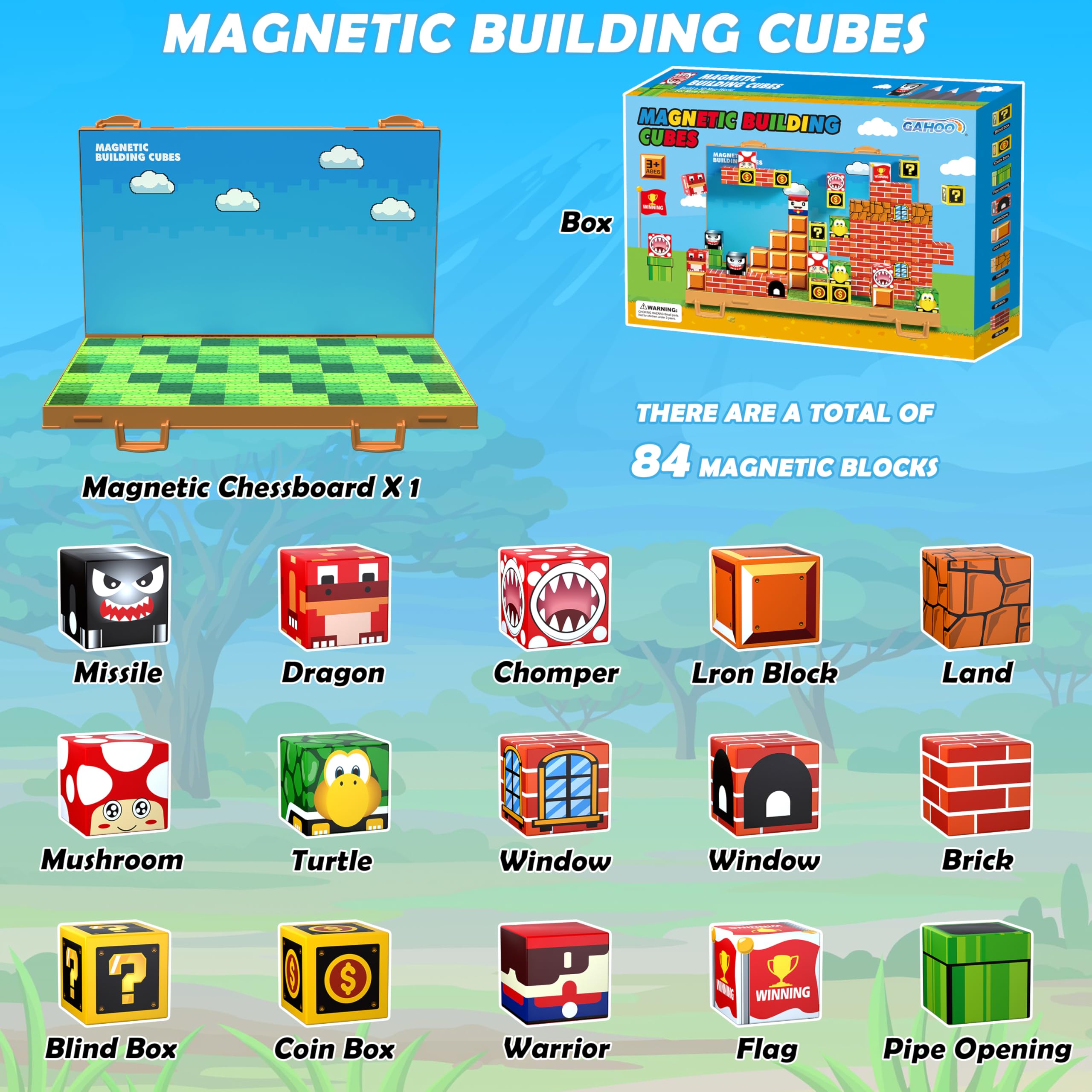 GaHoo magnetic blocks closeup on magnets and tactile detail for easier grasp.
