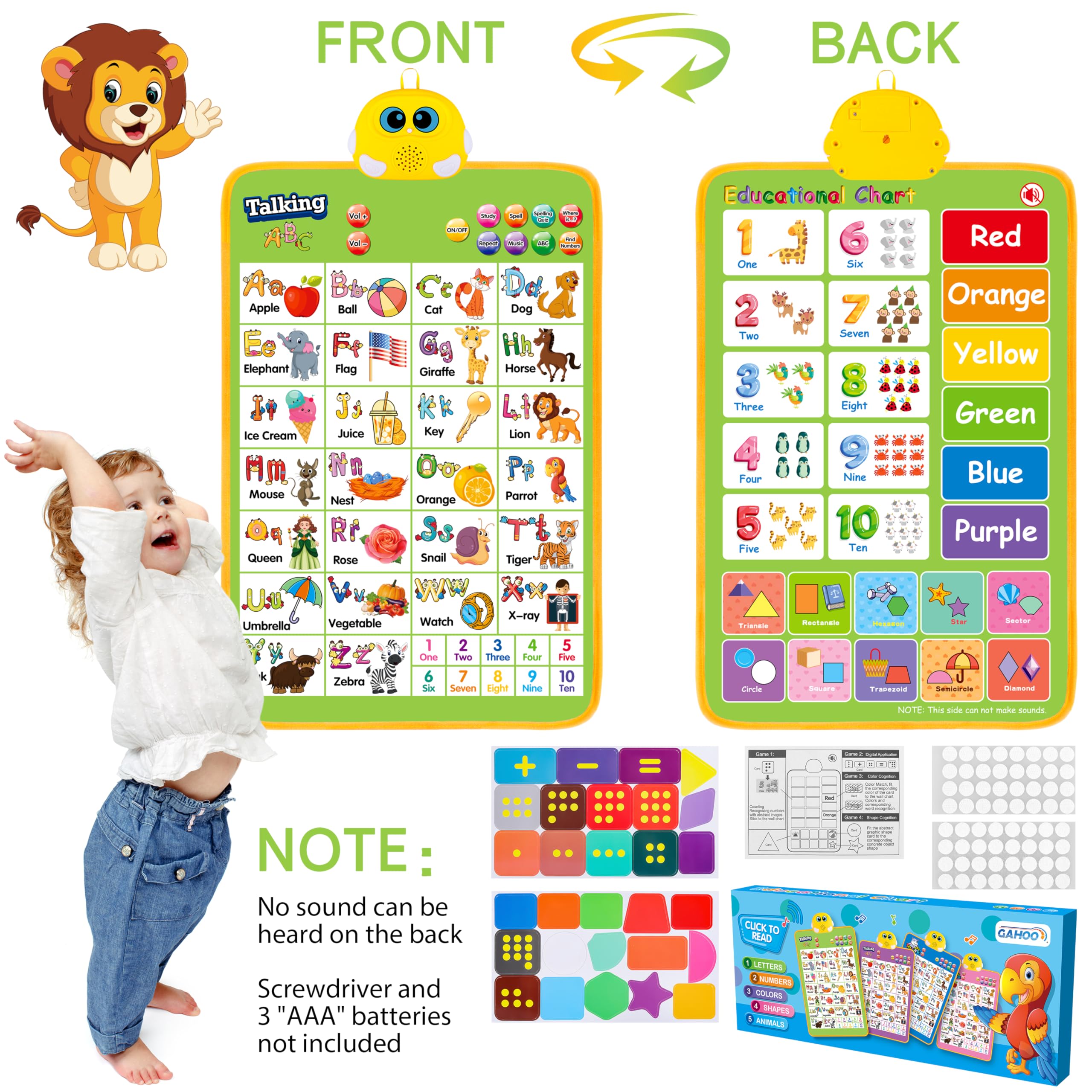 GaHoo lightweight, portable learning chart ideal for car trips and travel.