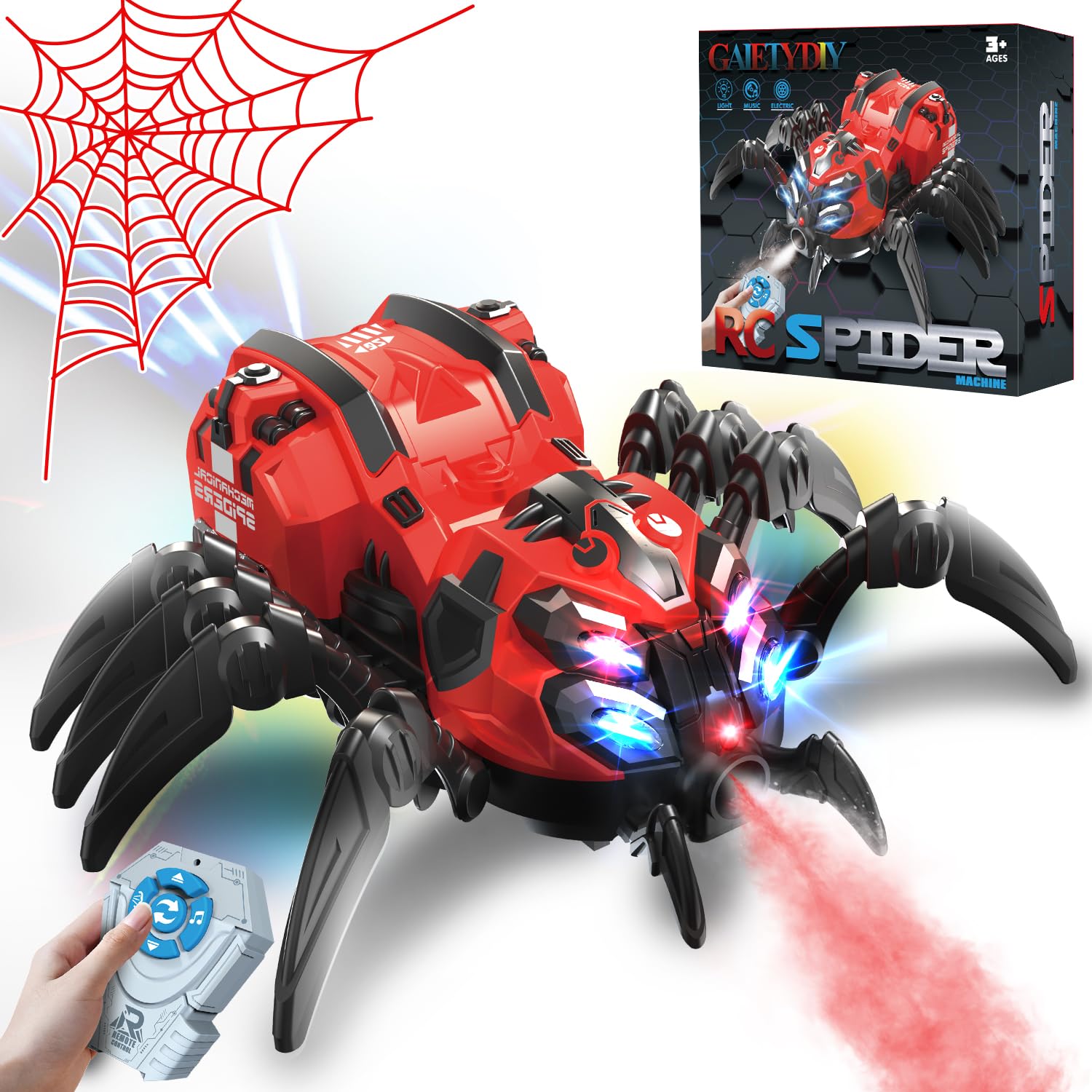 GAIETYDIY remote control spider toy shows lifelike movement for spooky pranks.
