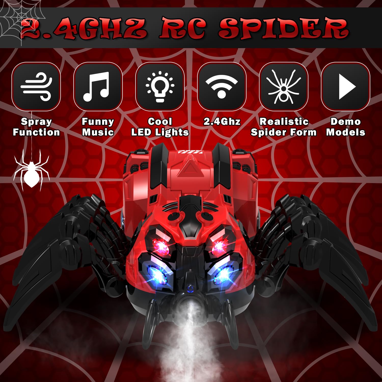 GAIETYDIY spider toy spraying function creates mist effects for dramatic reveals.