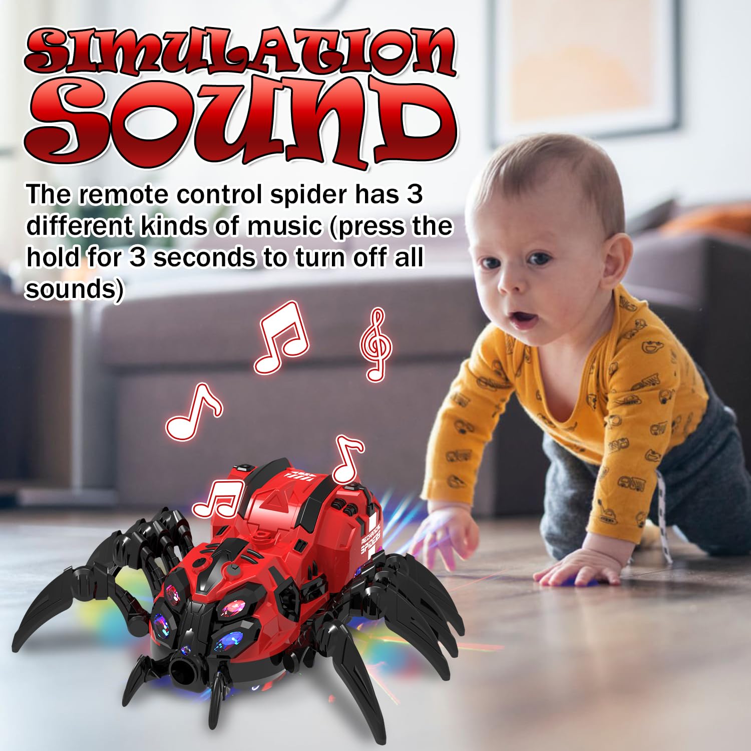 GAIETYDIY spider toy blue tail glow enhances spooky ambiance.