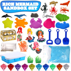 GAIETYDIY Treasure diamonds and accessories sparkle inside the sensory bin.