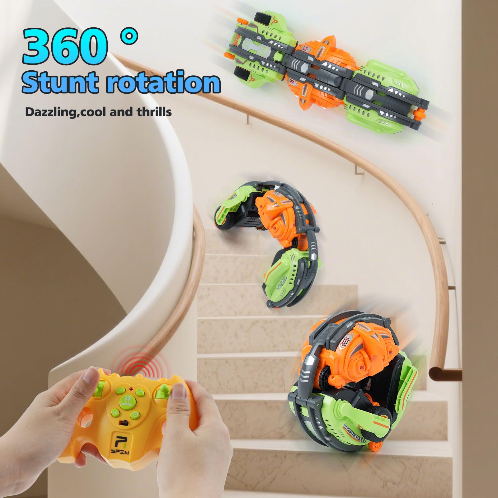 Gaitel 360° stunt car night mode with glowing LEDs for visibility