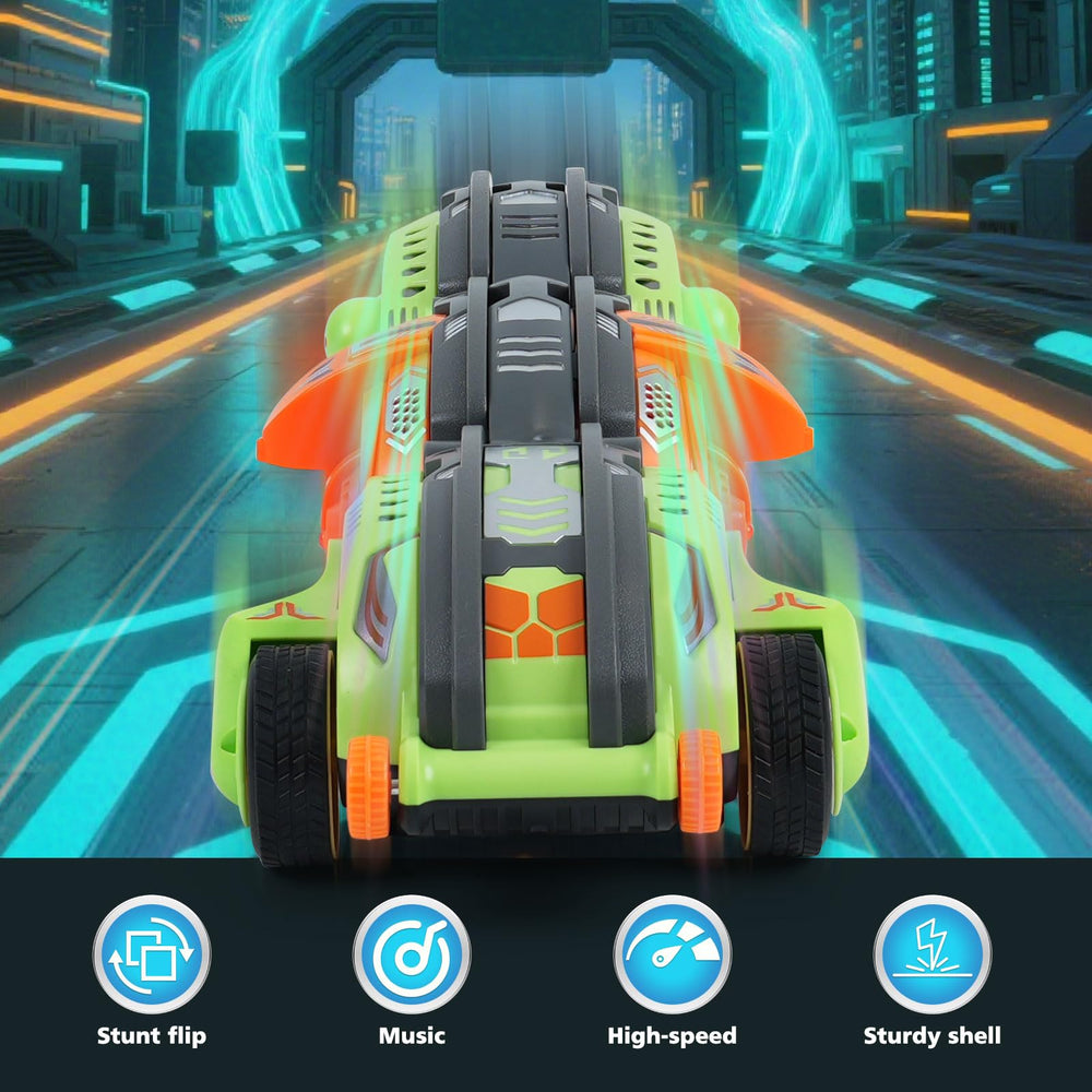 Gaitel 360° stunt car side angle showing dynamic transformation for family play