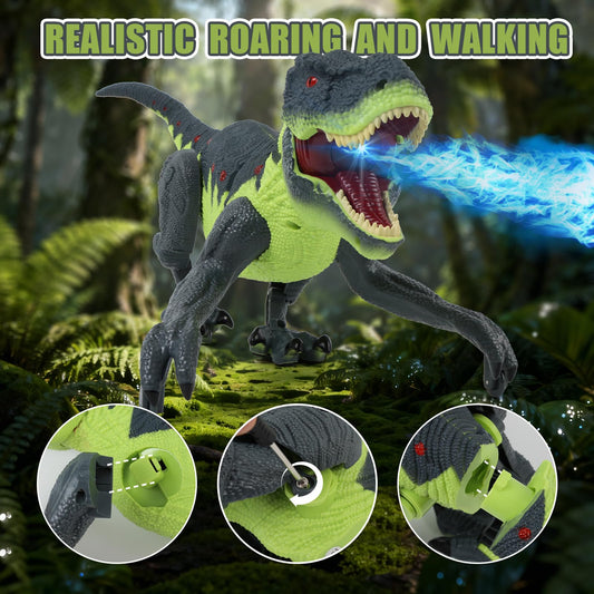 Gaitel RC dinosaur roars with realistic sounds for dramatic play.